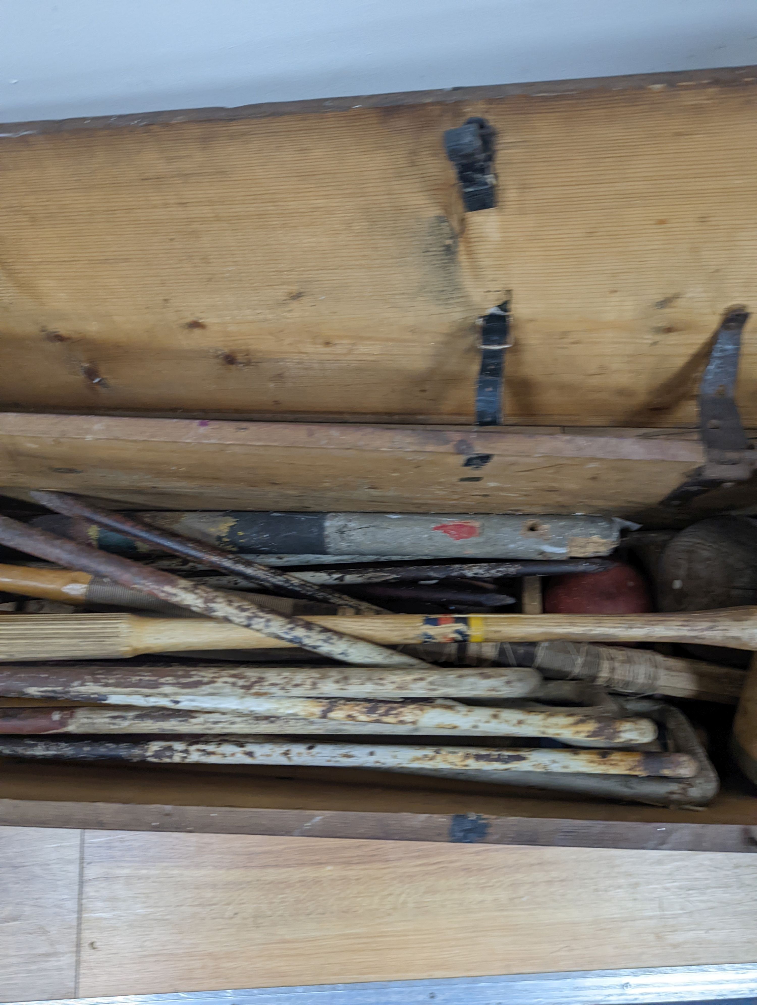 A vintage croquet set in original box